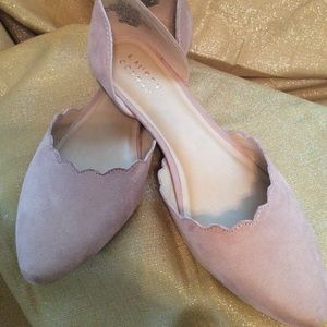 Lauren Conrad Scalloped Blush Faux Suede Flats